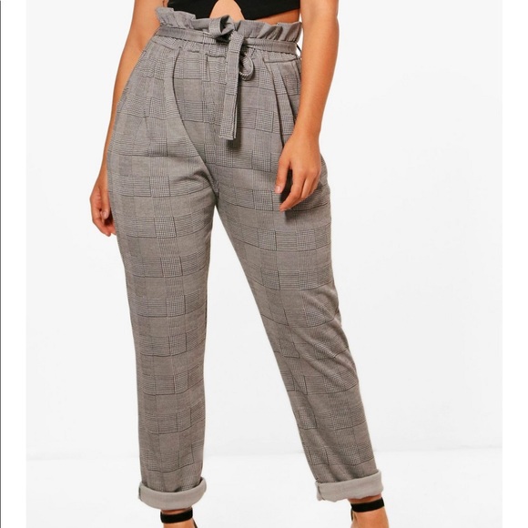 NWT plaid paper bag waist trousers - Picture 7 of 7